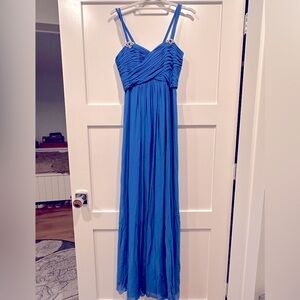 Temperly London Blue Silk Beaded Ball Gown sz US 8 UK 12